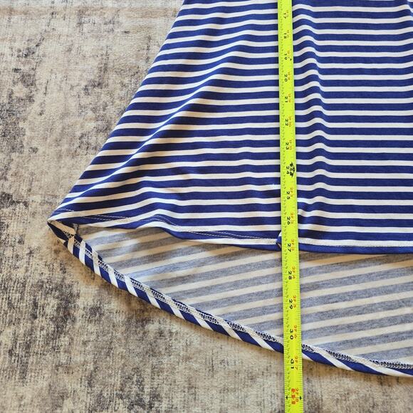 Lularoe Tunic Top Women XS Blue White Striped Jana Short Sleeve High Low Hem NEW - Picture 8 of 10